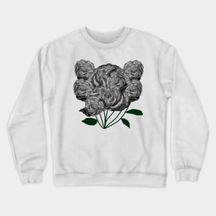 Black and White Tea Roses Crewneck Sweatshirt